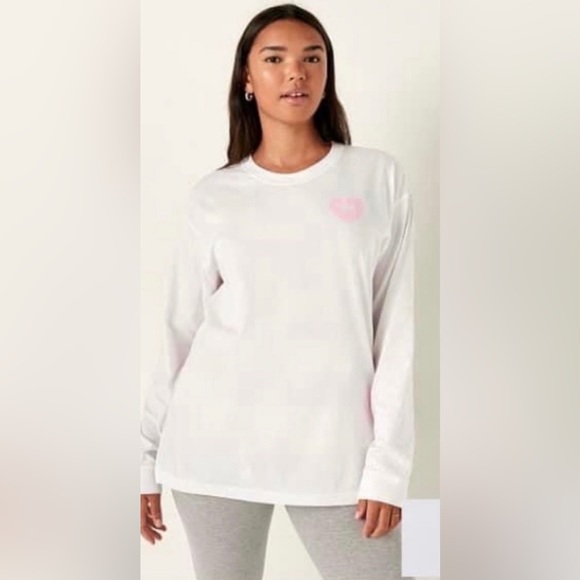 FOR PEACHES VS Pink Originals White L/S Tee Pullover Hoodie & Baggy Sweats - Picture 6 of 9